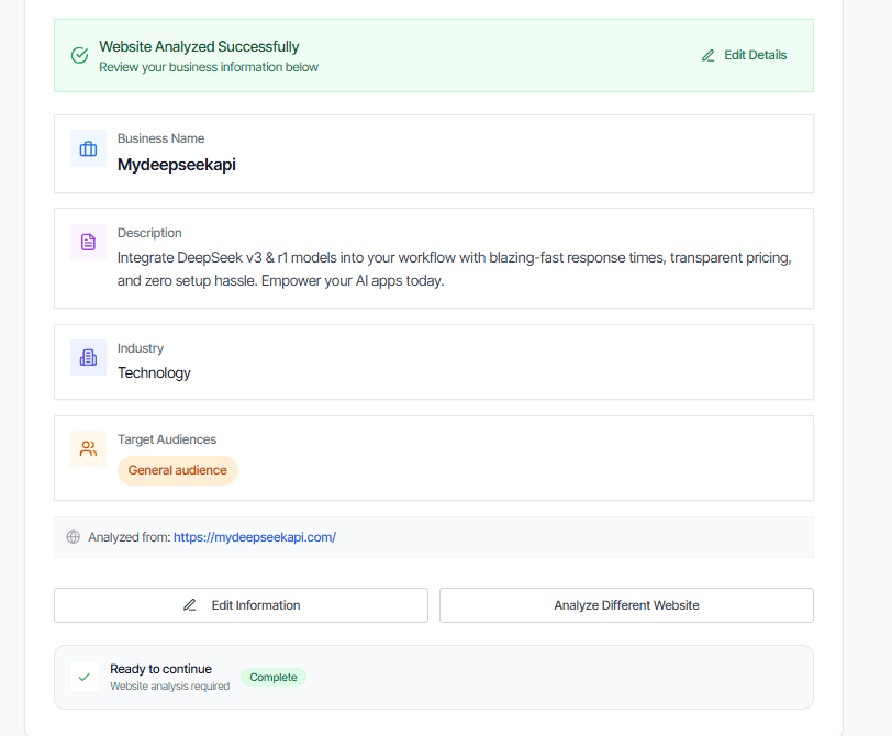 Enter website URL for AI analysis